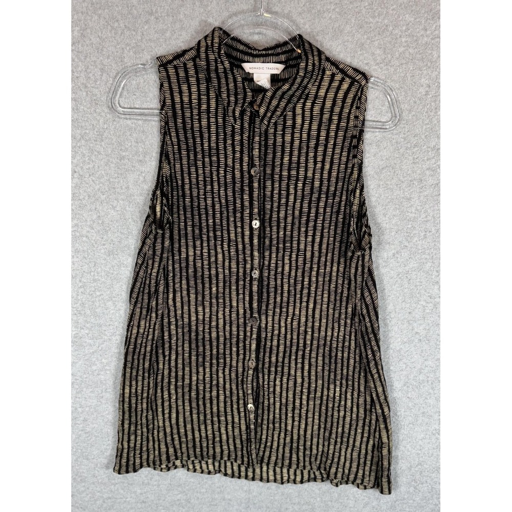 Nomadic Traders Shirt Womens XL Sleeveless Button Up Rayon Blouse Top